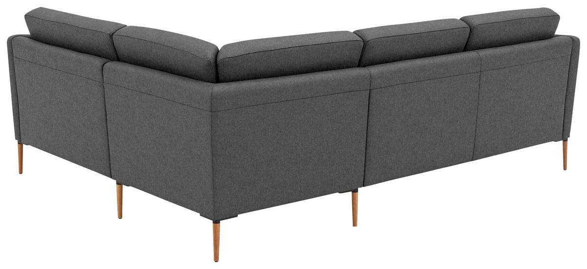ECKSOFA  in Flachgewebe Dunkelgrau Rücken echt  238/186 cm  - Eichefarben/Dunkelgrau, Design, Holz/Textil (238/186cm) - Valnatura