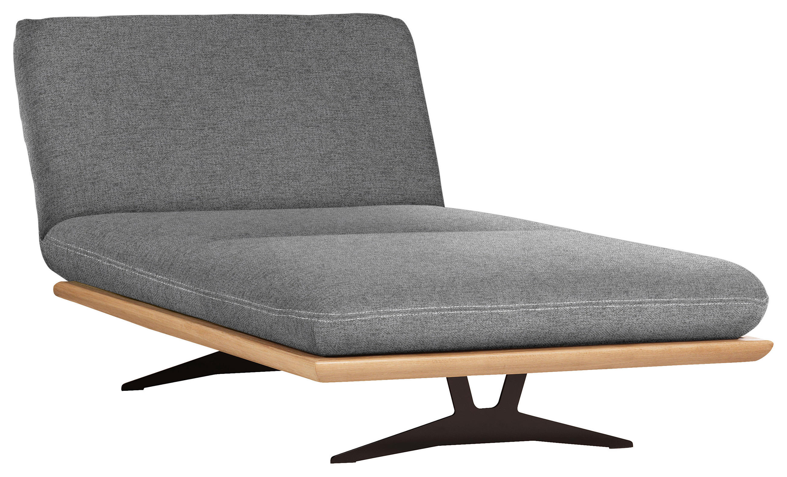 OTTOMANE in Webstoff Grau, Eichefarben  - Eichefarben/Beige, Design, Holz/Textil (114/92/165cm) - Dieter Knoll