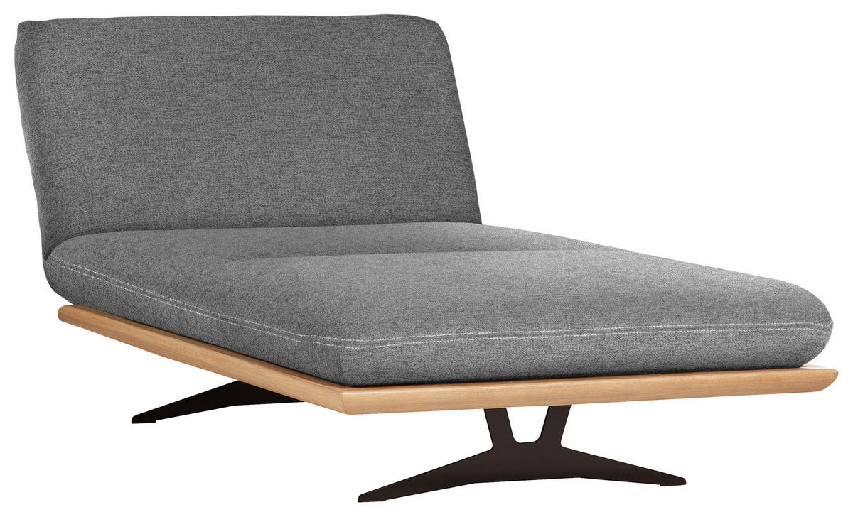 OTTOMANE in Webstoff Grau, Eichefarben  - Eichefarben/Beige, Design, Holz/Textil (114/92/165cm) - Dieter Knoll