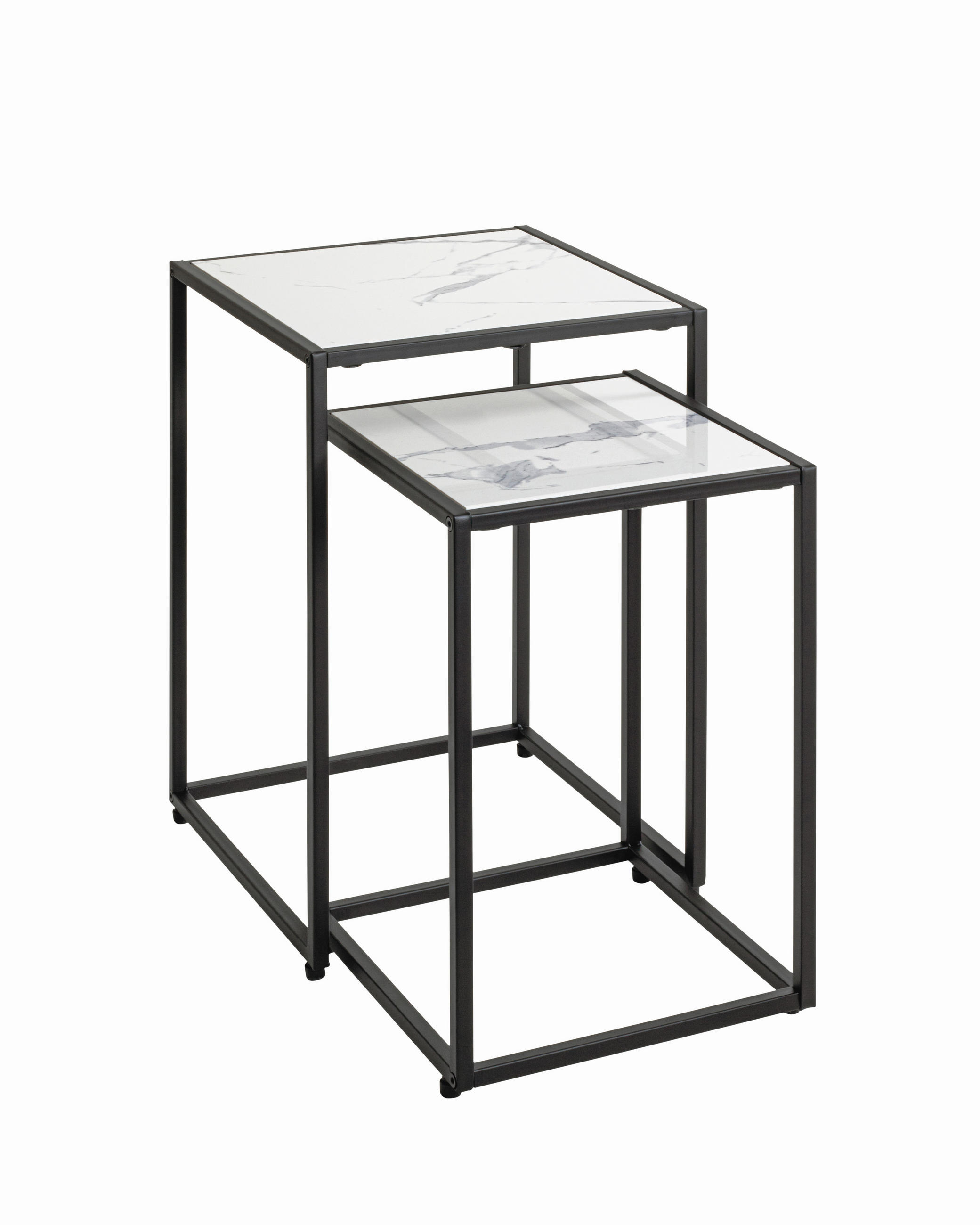 BEISTELLTISCHSET quadratisch Schwarz, Weiß  - Schwarz/Weiß, Trend, Holzwerkstoff/Metall (28/33/28/33/43/50cm)