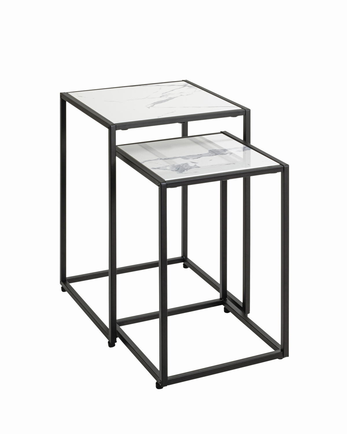 BEISTELLTISCHSET quadratisch Schwarz, Weiß  - Schwarz/Weiß, Trend, Holzwerkstoff/Metall (28/33/28/33/43/50cm)