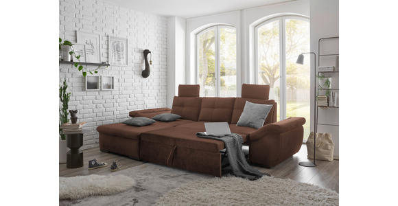 ECKSOFA in Mikrovelours Kupferfarben - Schwarz/Kupferfarben, KONVENTIONELL, Kunststoff/Textil (170/275cm) - Carryhome