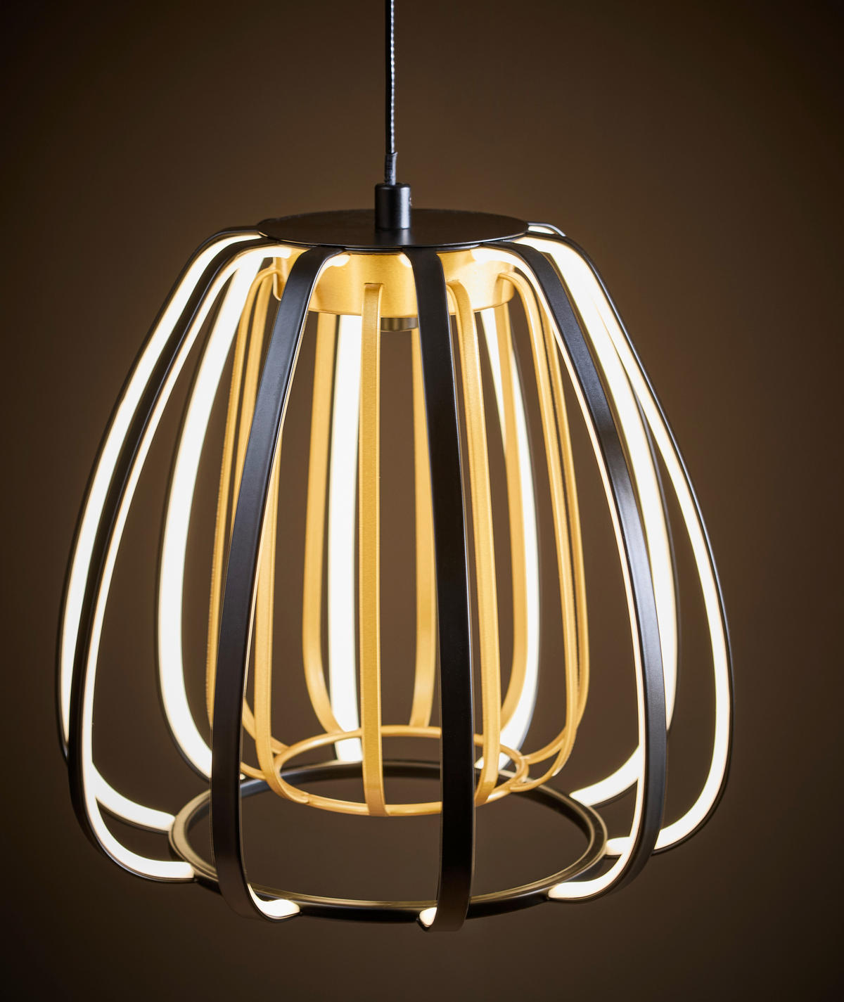 ZÁVĚSNÉ LED SVÍTIDLO, 95/23/150 cm  - černá/barvy zlata, Design, kov/plast (95/23/150cm) - Novel