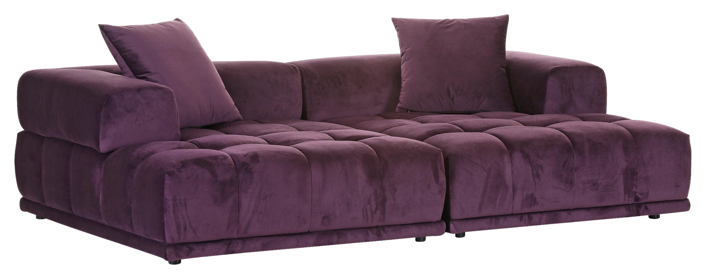 SOFAELEMENT Samt Brombeere  - Brombeere/Schwarz, KONVENTIONELL, Kunststoff/Textil (125/66/155cm) - Ambia Home