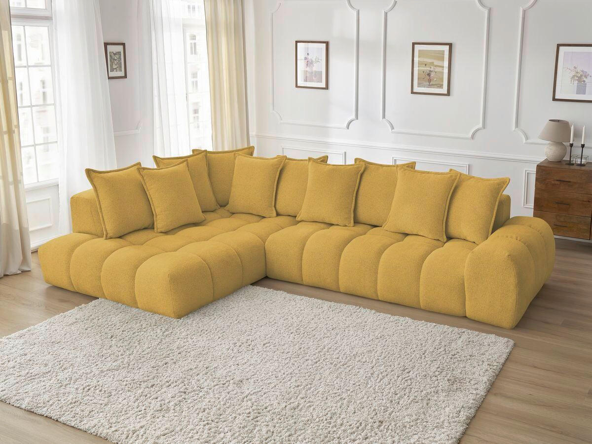 ECKSOFA Ottomane links  EVEREST Gelb Flachgewebe  - Gelb/Schwarz, MODERN, Kunststoff/Textil (210/352cm) - Livetastic