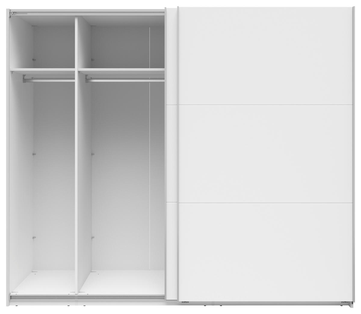 SCHWEBETÜRENSCHRANK 250/216/64 cm 2-türig Weiß  - Silberfarben/Weiß, Basics, Holzwerkstoff/Metall (250/216/64cm) - Boxxx
