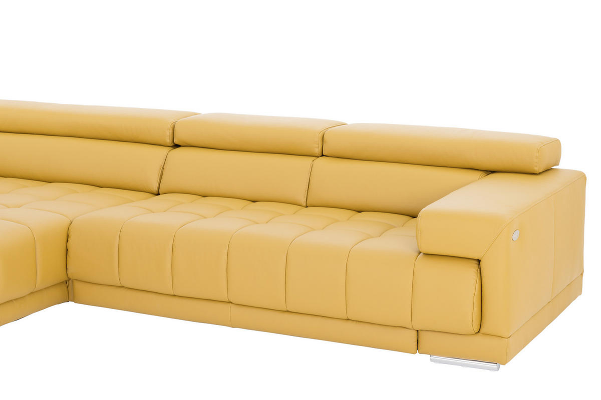 ROHOVÁ SEDACIA SÚPRAVA, koža, žltá - hnedá/žltá, Design, koža/drevo (190/330cm) - Beldomo Speed