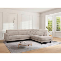 ROHOVÁ SEDAČKA, textil, kompozitní dřevo, béžová - černá/béžová, Konvenční, kov/kompozitní dřevo (284/253cm) - Livetastic