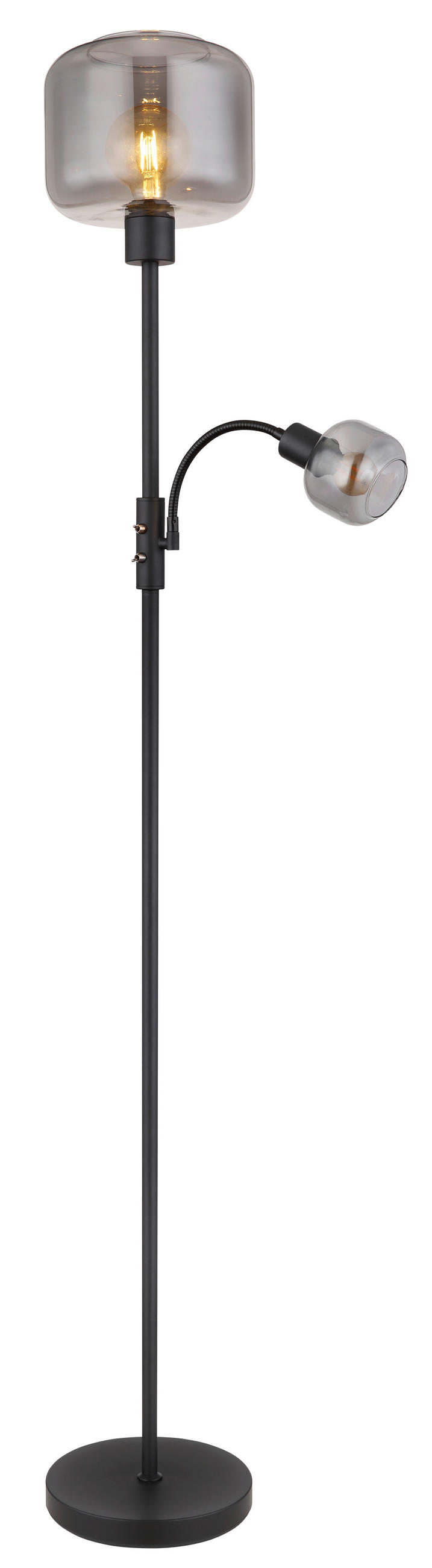 STEHLEUCHTE  25/165 cm   - Schwarz, Design, Glas/Metall (25/165cm) - Globo
