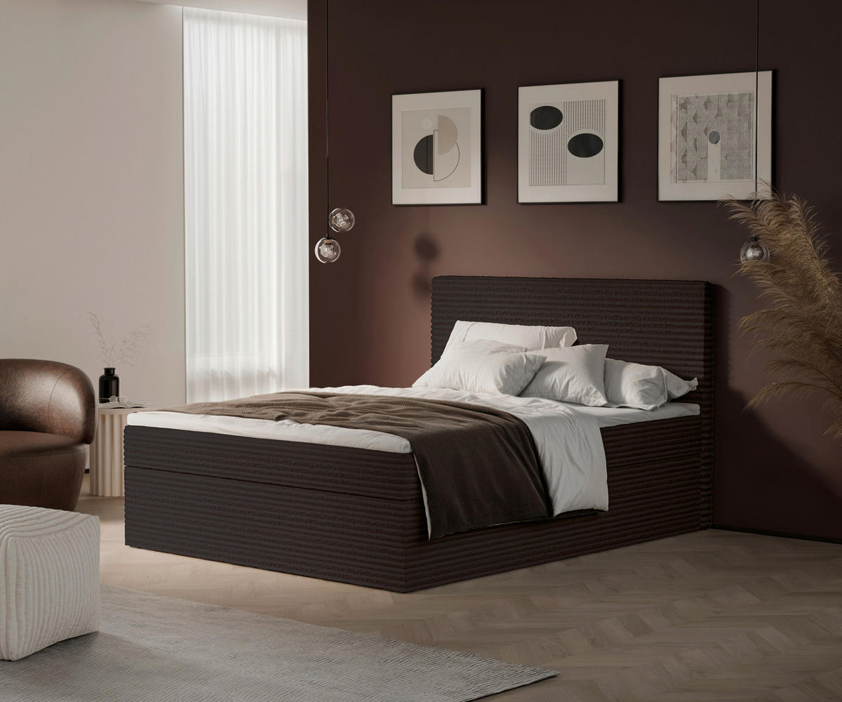 BOXBETT 180/200 cm  in Braun  - Schwarz/Braun, Basics, Holz/Kunststoff (180/200cm) - Livetastic