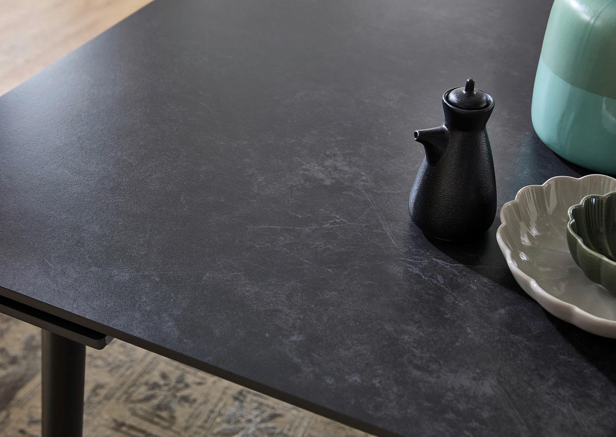 ESSTISCH Anthrazit, Schwarz  ausziehbar  - Anthrazit/Schwarz, MODERN, Keramik/Metall (140/80/76cm) - MID.YOU