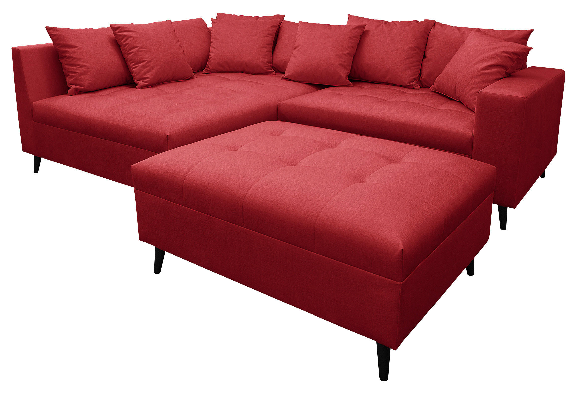KUTNA GARNITURA tekstil  crvena   - crna/crvena, Design, tekstil/drvo (174/247cm) - MID.YOU