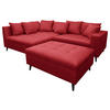 Ecksofa inkl. Hocker in Mikrofaser Rot  - Rot/Schwarz, Design, Holz/Textil (174/247cm) - MID.YOU