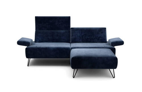 2,5-SITZER in Samt Dunkelblau  - Schwarz/Dunkelblau, Design, Textil/Metall (204-234/85/86-94cm) - SENSOO