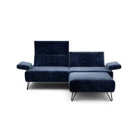 2,5-SITZER in Samt Dunkelblau  - Schwarz/Dunkelblau, Design, Textil/Metall (204-234/85/86-94cm) - SENSOO