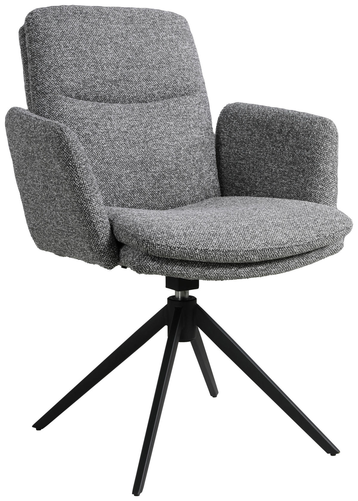 ARMLEHNSTUHL  in Eisen Webstoff  - Schwarz/Grau, Design, Textil/Metall (62/88/64cm) - Novel