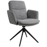 ARMLEHNSTUHL  Stoffauswahl, Sitzfläche 360° drehbar Webstoff  - Schwarz/Grau, Design, Textil/Metall (62/88/64cm) - Novel