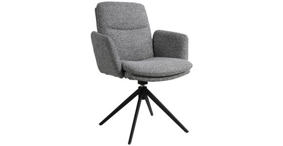 ARMLEHNSTUHL  Stoffauswahl, Sitzfläche 360° drehbar Webstoff  - Schwarz/Grau, Design, Textil/Metall (62/88/64cm) - Novel