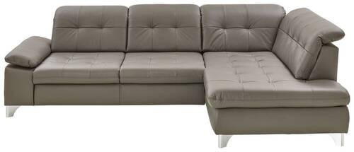 ECKSOFA Beldomo Premium Grau Echtleder  - Alufarben/Grau, Design, Leder/Metall (309/211cm) - Beldomo Speed