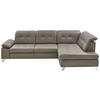 ECKSOFA in Echtleder Grau  - Alufarben/Grau, Design, Leder/Metall (309/211cm) - Beldomo Speed