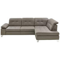 ECKSOFA in Echtleder Grau  - Alufarben/Grau, Design, Leder/Metall (309/211cm) - Beldomo Speed