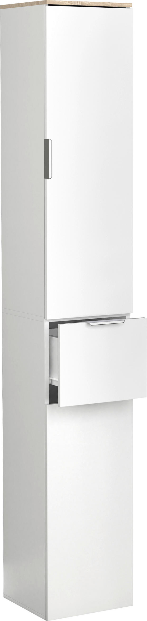 HÖGSKÅP  - vit/Sonoma ek, Modern, trämaterial (30/190/30cm) - MID.YOU