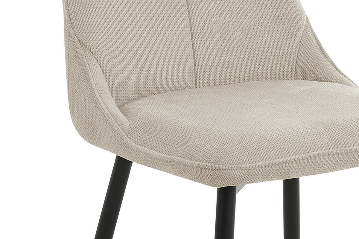 STUHL-SET 2 Stück  in Stahl Webstoff Metall, Textil  - Taupe/Schwarz, Design, Textil/Metall (59/88/47cm) - MID.YOU