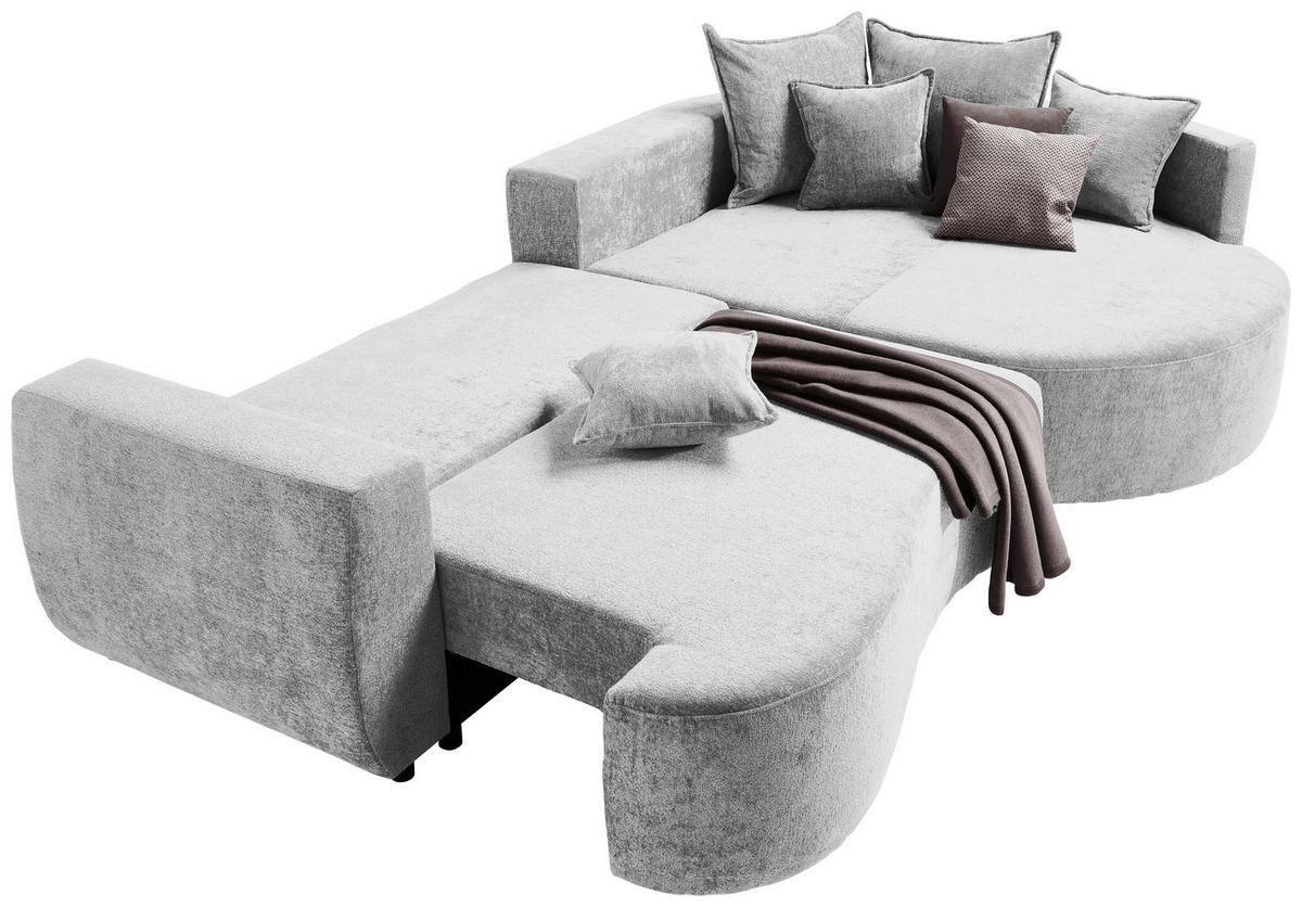 ECKSOFA in Chenille Hellgrau  - Hellgrau/Schwarz, Design, Kunststoff/Textil (307/194cm) - Carryhome