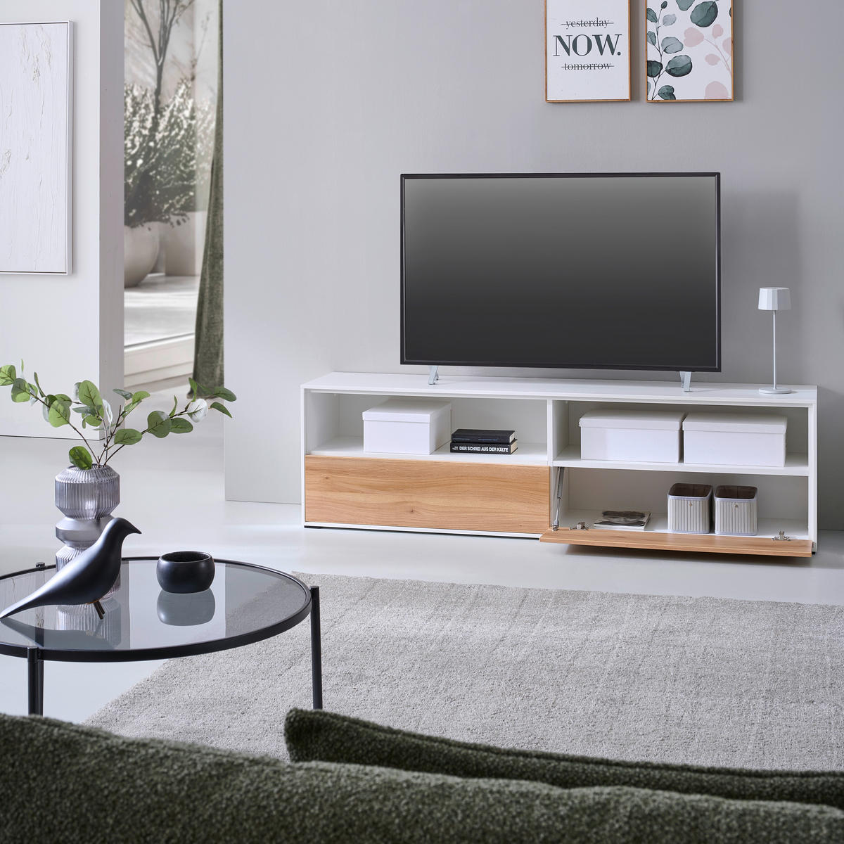 TV-ELEMENT 179,1/52/40 cm Weiß  179,1/52/40 cm  - Weiß, Design, Holzwerkstoff (179,1/52/40cm) - home24