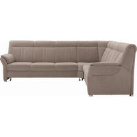 ECKSOFA Beige Velours, beflockt  - Beige/Silberfarben, KONVENTIONELL, Textil/Metall (306/248cm) - Beldomo Comfort