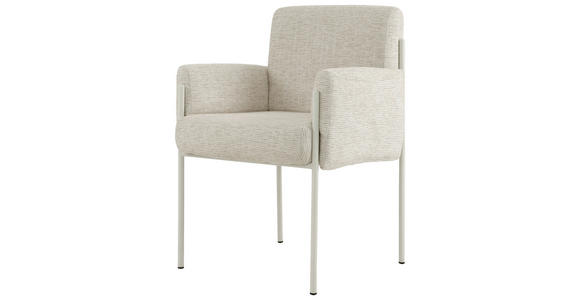 ARMLEHNSTUHL in Eisen Webstoff - Beige, Design, Textil/Metall (62/86/63cm) - Novel