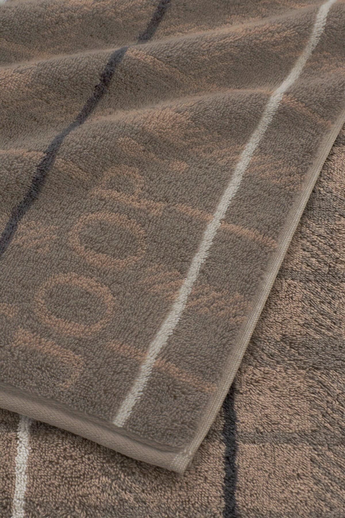 DUSCHTUCH Contour checked  - Taupe/Dunkelgrau, Design, Textil (80/150/0cm) - Joop!