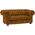 CHESTERFIELD-SOFA Webstoff Currygelb  - Wengefarben/Currygelb, LIFESTYLE, Holz/Textil (180/76,5/96cm) - Landscape