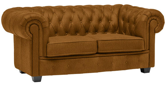 CHESTERFIELD-SOFA Webstoff Currygelb  - Wengefarben/Currygelb, LIFESTYLE, Holz/Textil (180/76,5/96cm) - Landscape