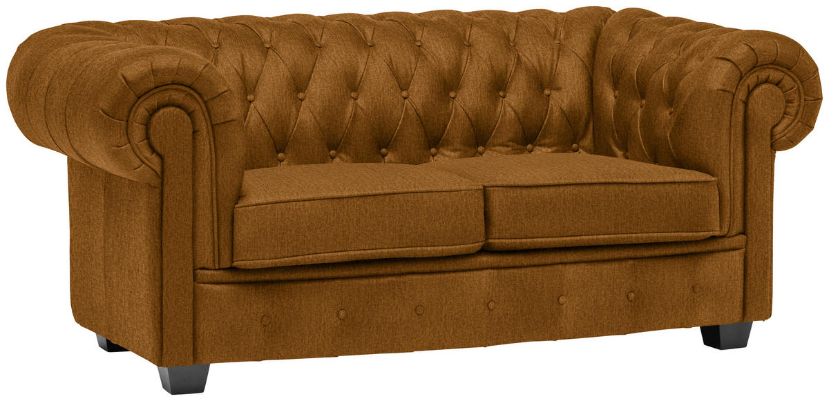 CHESTERFIELD SOFA kari žuta  - kari žuta/vendž, Lajfstajl, tekstil/drvo (180/76,5/96cm) - Landscape