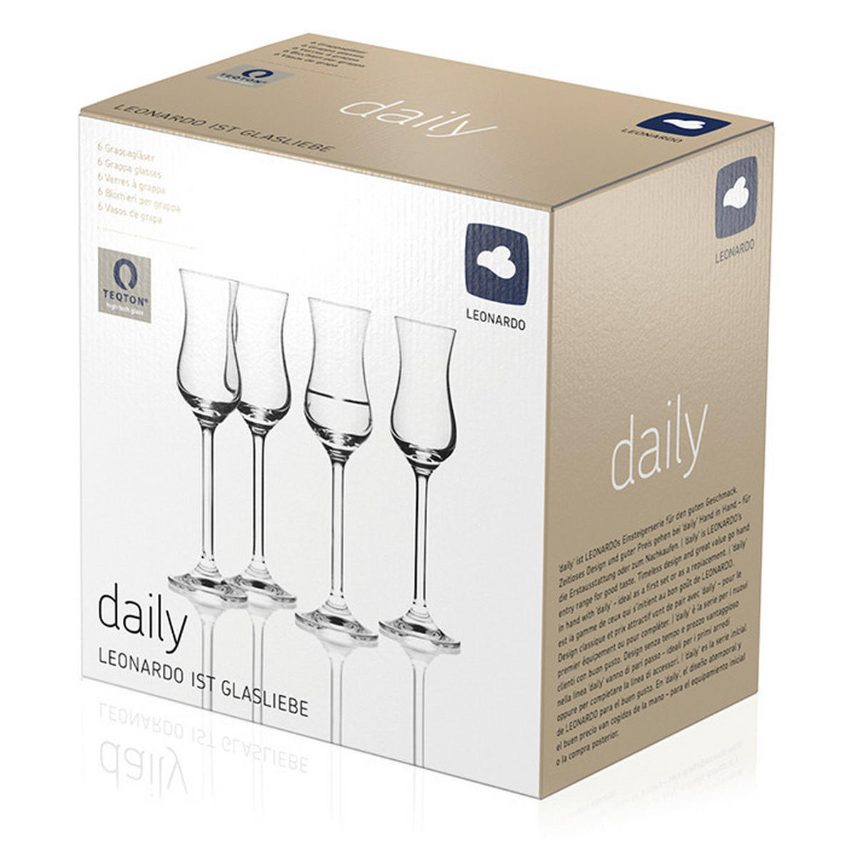 Grappaglas-Set Daily  6-teilig  - Klar, Basics, Glas (20/6cm) - Leonardo