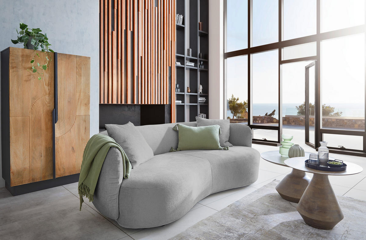 BIG SOFFA i chenille ljusgrå  - ljusgrå/svart, Modern, textil/plast (235/72/110cm) - MID.YOU