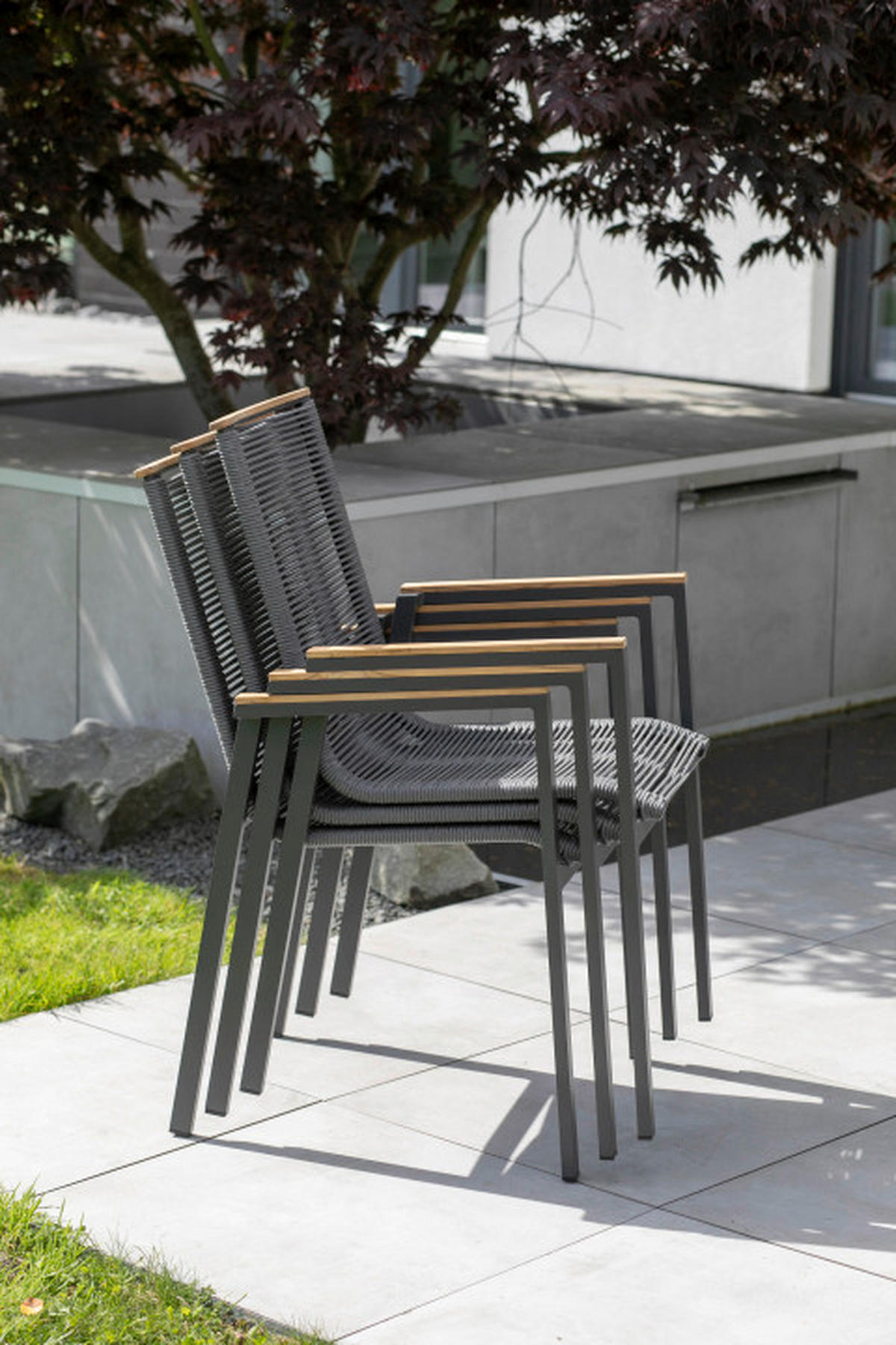 GARTENSESSEL Teakholz Aluminium Grau  - Grau, Basics, Holz/Kunststoff (55/87/66cm) - Gardenson