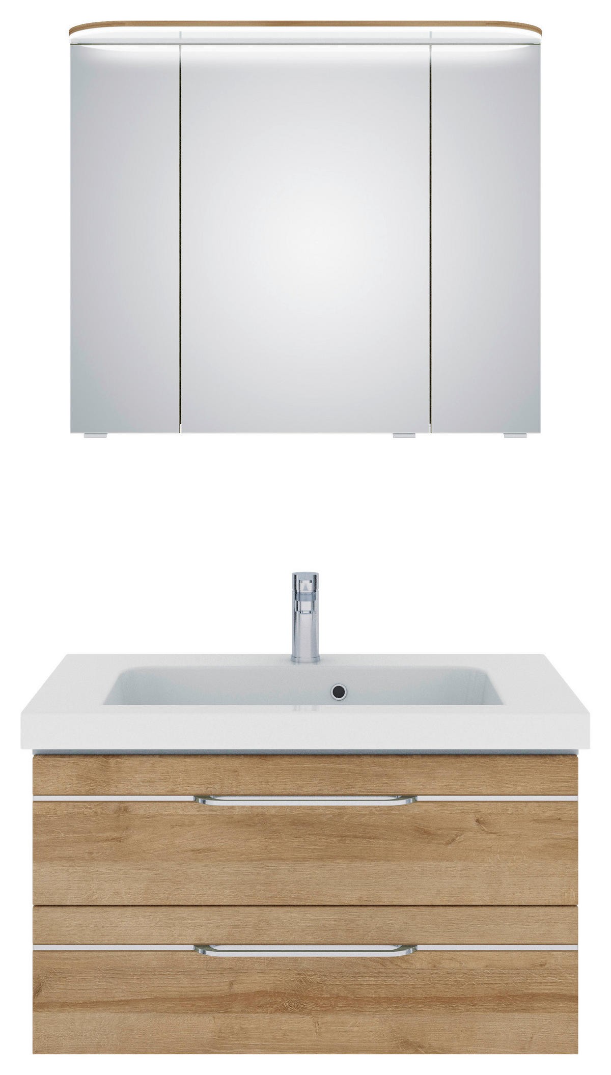 BADEZIMMER 3-teilig  in 92 cm  - Chromfarben/Eichefarben, KONVENTIONELL, Glas/Holzwerkstoff (92cm) - Pelipal