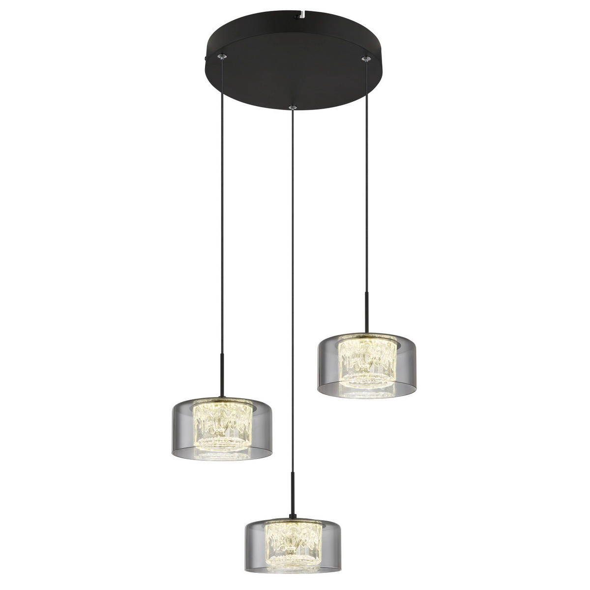 LED FÜGGŐLÁMPA 40/150 cm  - fekete/átlátszó, Design, műanyag/Üveg (40/150cm)