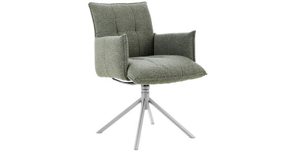 ARMLEHNSTUHL in Flachgewebe - Edelstahlfarben/Hellgrün, Design, Textil/Metall (55/85/65cm) - Valnatura