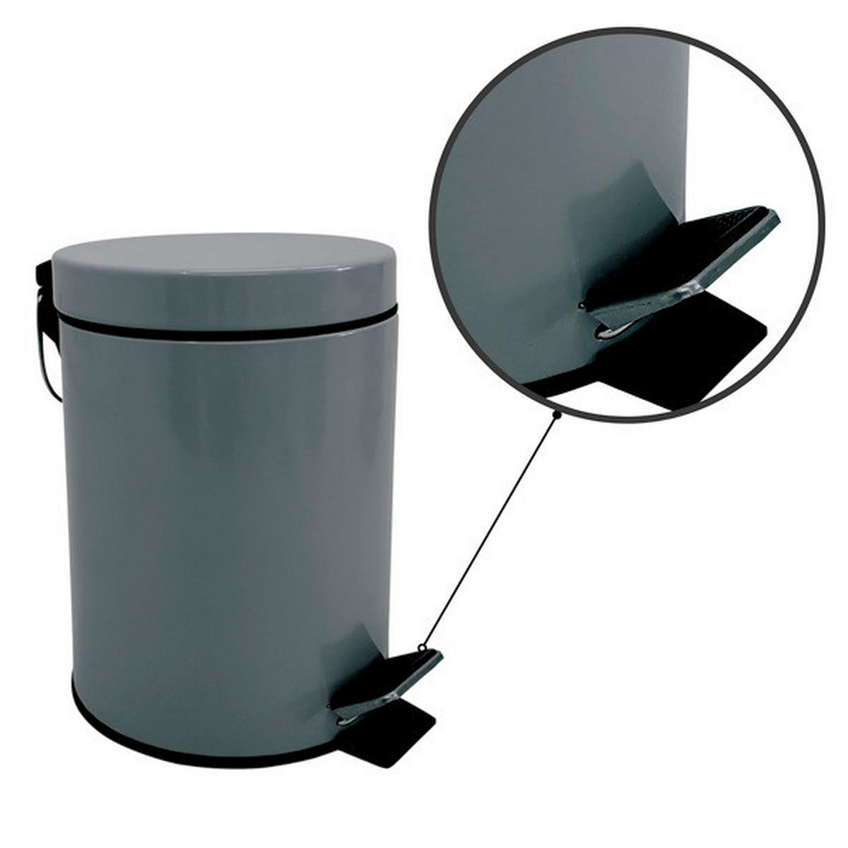 TRETEIMER 3 l  Metall  - Dunkelgrau/Schwarz, Basics, Kunststoff/Metall (17/25cm)