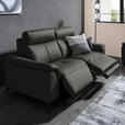 3-SITZER-SOFA  in Echtleder Anthrazit   - Anthrazit/Schwarz, Design, Leder/Metall (207/107/98cm) - Belluti