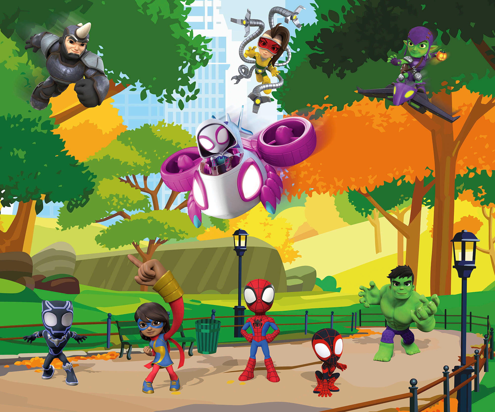 FOTOTAPETE SPIDEY SCAVENGER HUNT  - Naturfarben, Design, Textil (300/250cm) - Marvel