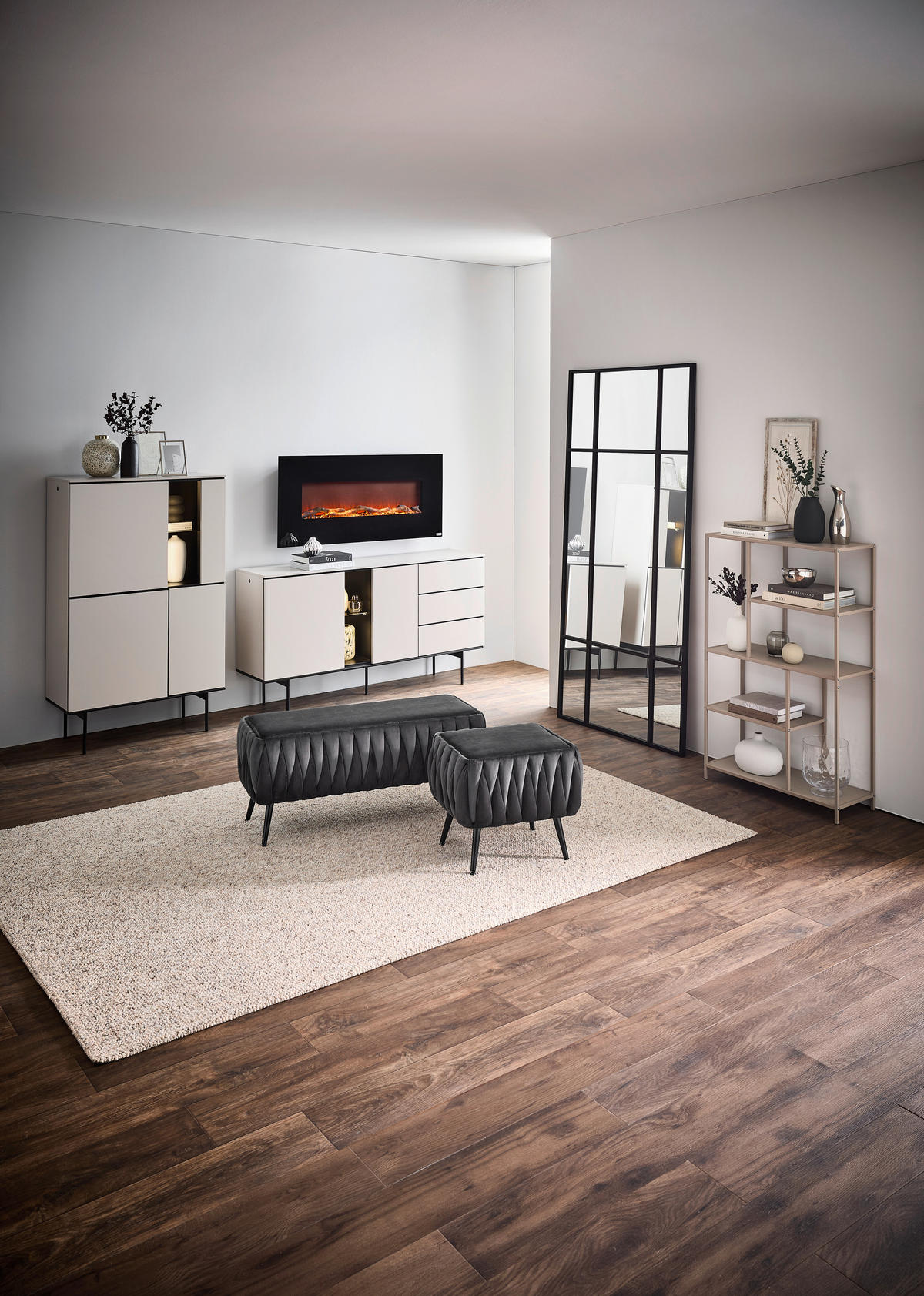 SIDEBOARD  in 167/83/41 cm  - Kaschmir/Schwarz, Design, Glas/Holzwerkstoff (167/83/41cm) - Voleo