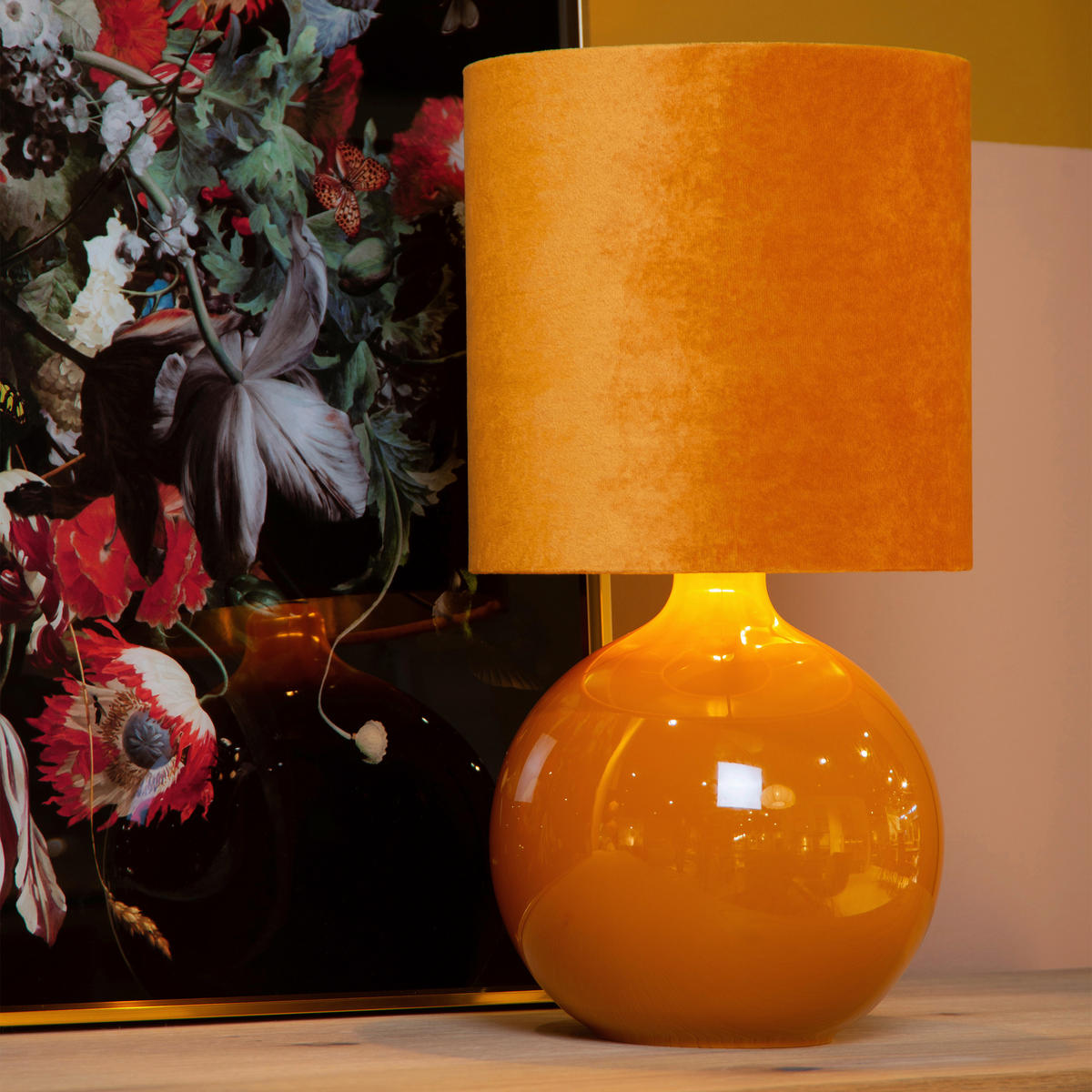 TISCHLEUCHTE 24/24/47 cm   - Dunkelgelb, LIFESTYLE, Glas (24/24/47cm) - Lucide