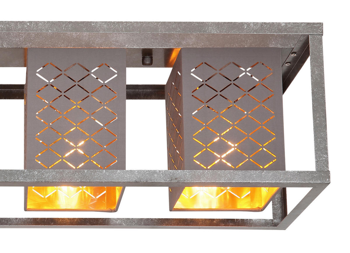 DECKENLEUCHTE Thomas 75/20/22,5 cm   - Silberfarben/Goldfarben, Design, Textil/Metall (75/20/22,5cm) - Globo