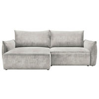 ECKSOFA Beige Struktur Rückenkissen, Bettkasten, Schlaffunktion, Rücken echt, Liegefläche im Originalstoff  - Beige/Schwarz, KONVENTIONELL, Kunststoff/Textil (148/266cm) - Milino