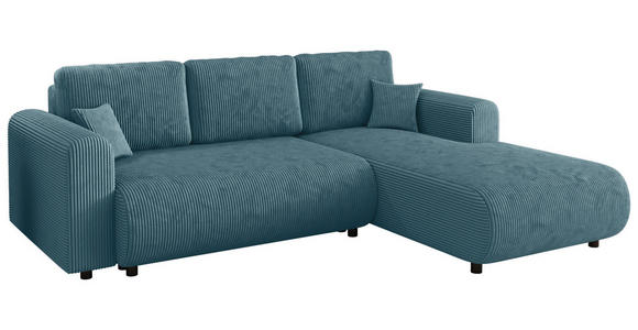 ECKSOFA inkl. Funktionen Türkis Cord  - Türkis/Schwarz, KONVENTIONELL, Kunststoff/Textil (260/200cm) - Xora