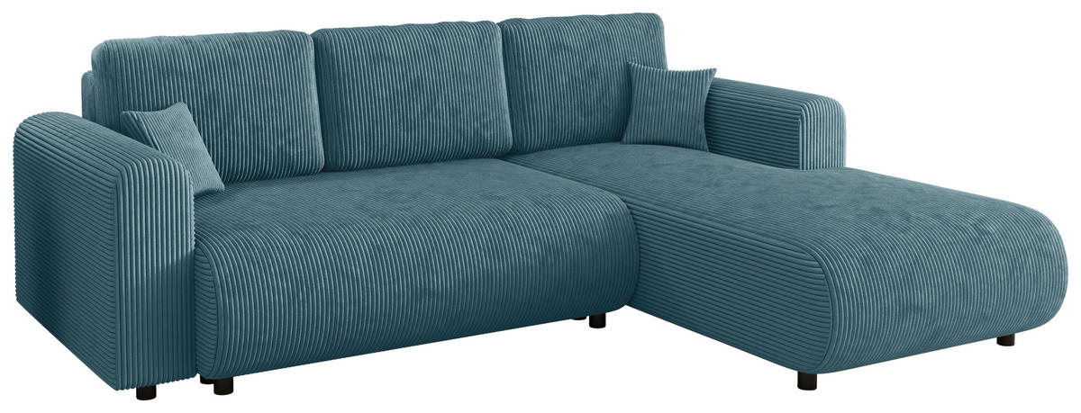 ECKSOFA inkl. Funktionen Türkis Cord  - Türkis/Schwarz, KONVENTIONELL, Kunststoff/Textil (260/200cm) - Xora
